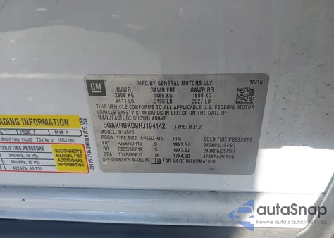 2017 Buick Enclave Leather z USA, uszkodzony, nr VIN 5GAKRBKD9HJ194142